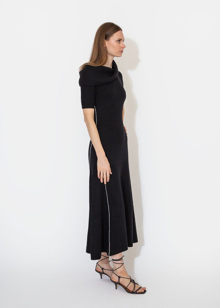 Maria McManus_Cape Godet Dress in Black__S - Finefolk