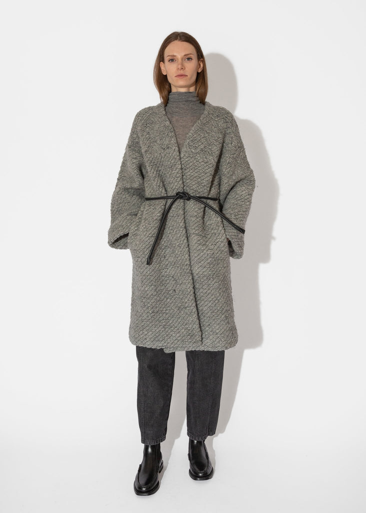 Sayaka Davis_Twill Knit Coat in Mid-Gray__ - Finefolk