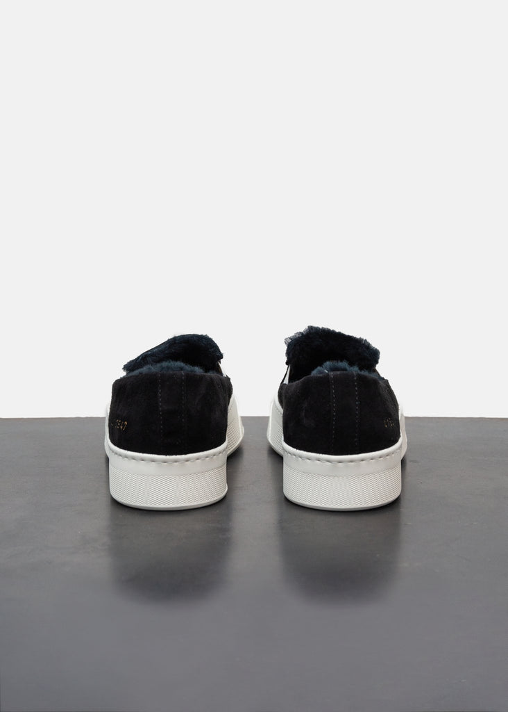 Woman by Common Projects_Slip-On Suede/Shearling in Black_Shoes_36 - Finefolk