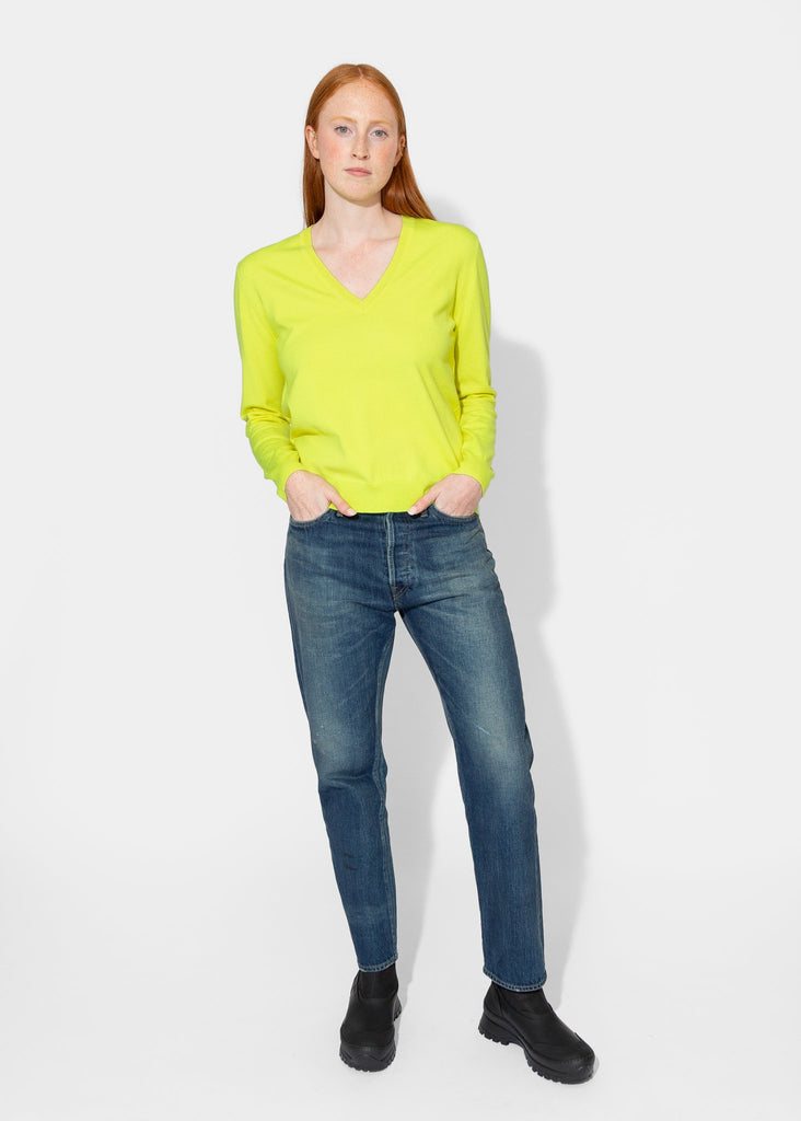 6397_Perfect V in Neon Yellow_Sweater_XS - Finefolk