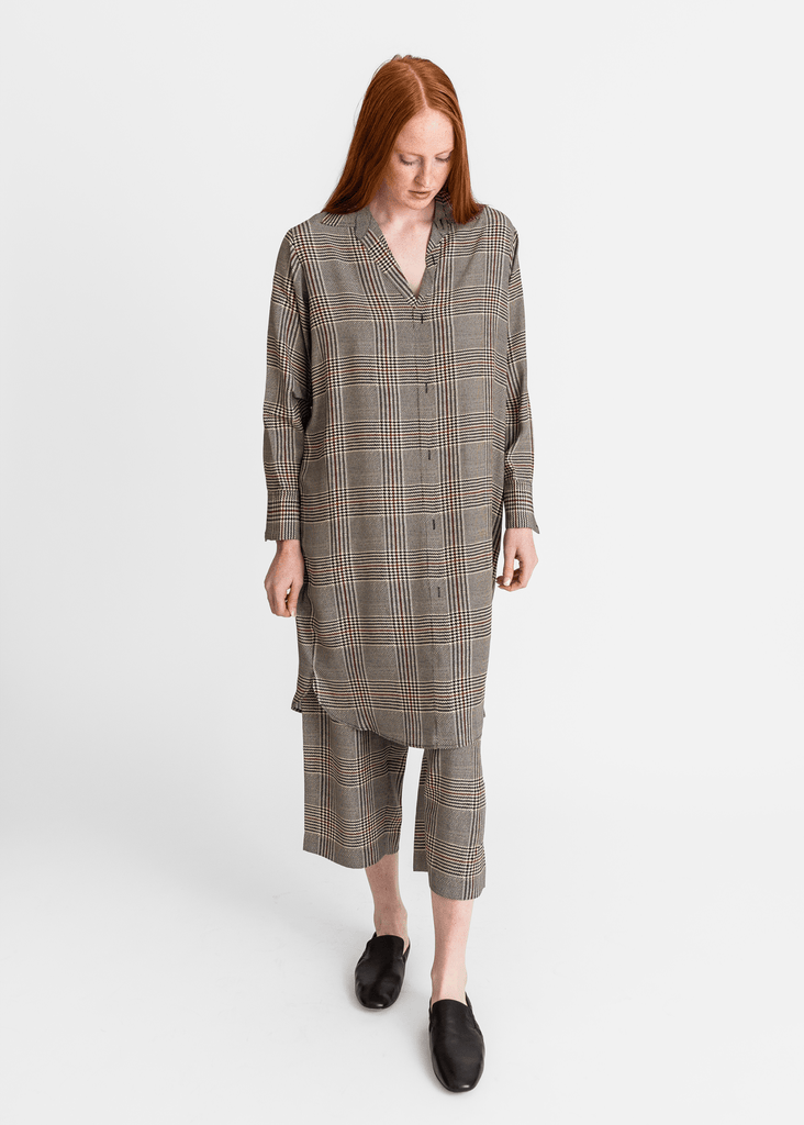 6397_Printed Flattened Shirt Dress in Houndstooth_Dresses_XS - Finefolk