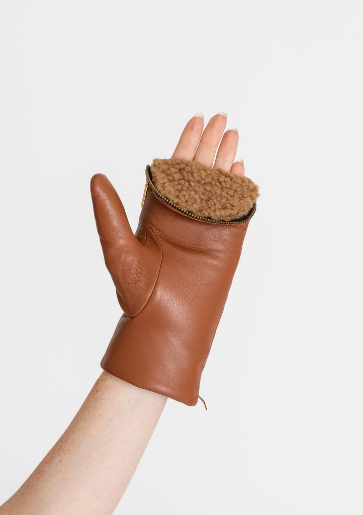 Aristide_Lined Mittens in Saddle/Camel_Apparel & Accessories_7.5 - Finefolk