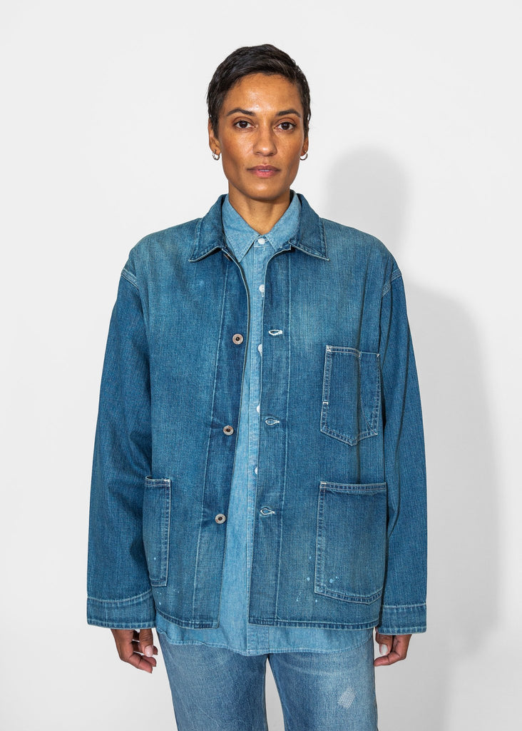 Chimala_Denim Chore Jacket in Medium Distress_Apparel & Accessories_XXS - Finefolk