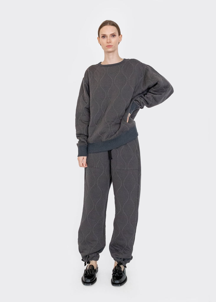 Chimala_Quilted Crew Top in Charcoal__xs - Finefolk