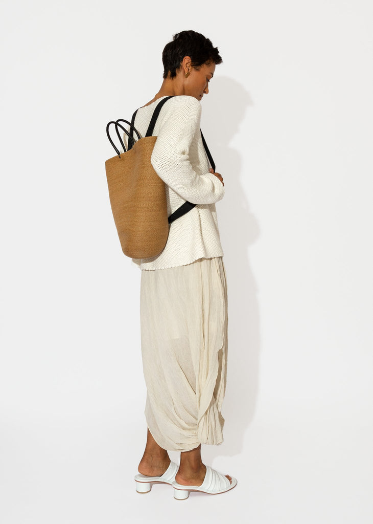 Kamaro'an_Gourd Pack Basket in Straw/Italian Leather_Bags_ - Finefolk