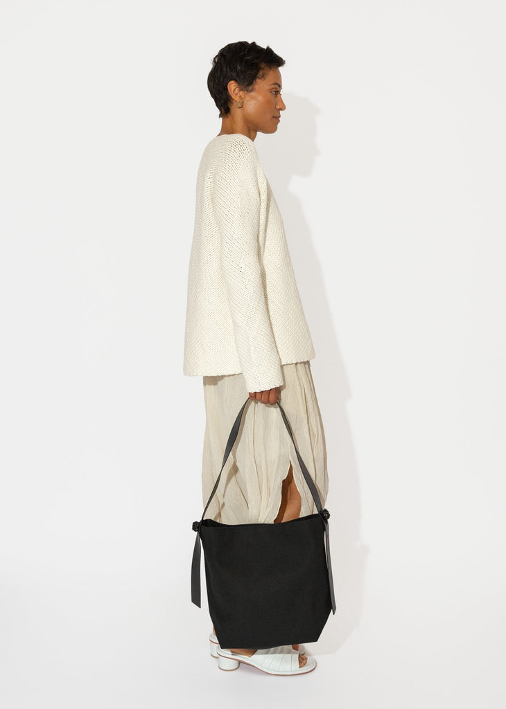 Kamaro'an_Tafolod Shoulder Bag in Black Cotton/Italian Leather_Bags_ - Finefolk