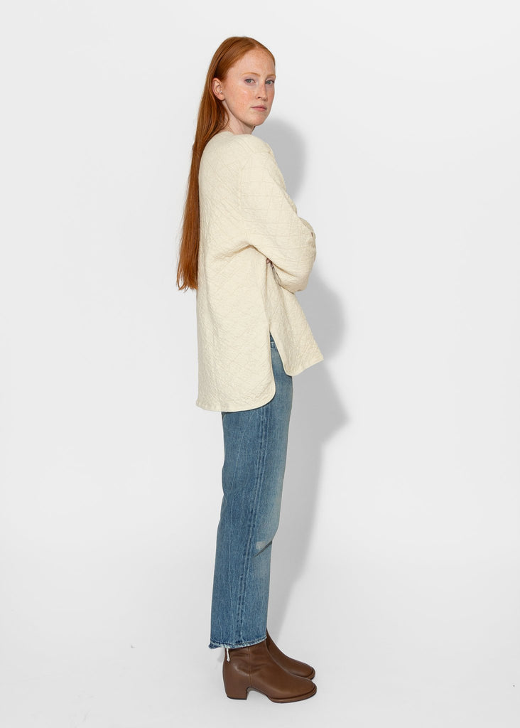 Lauren Manoogian_Diamond Quilt Pullover in Raw White_Sweaters_1 - Finefolk