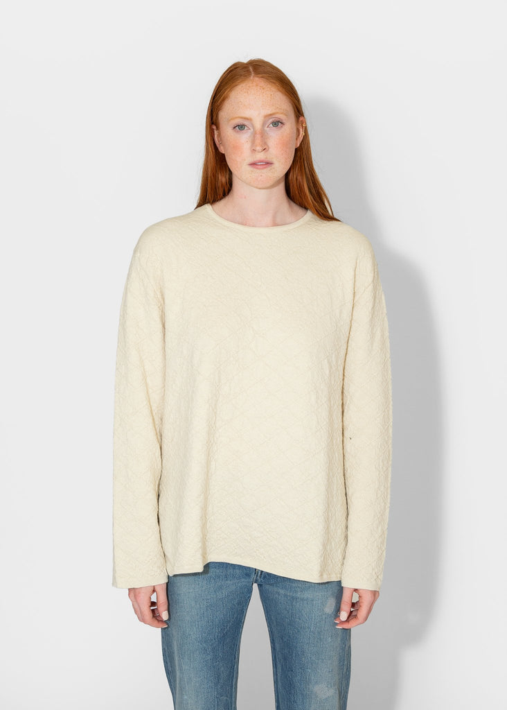 Lauren Manoogian_Diamond Quilt Pullover in Raw White_Sweaters_1 - Finefolk