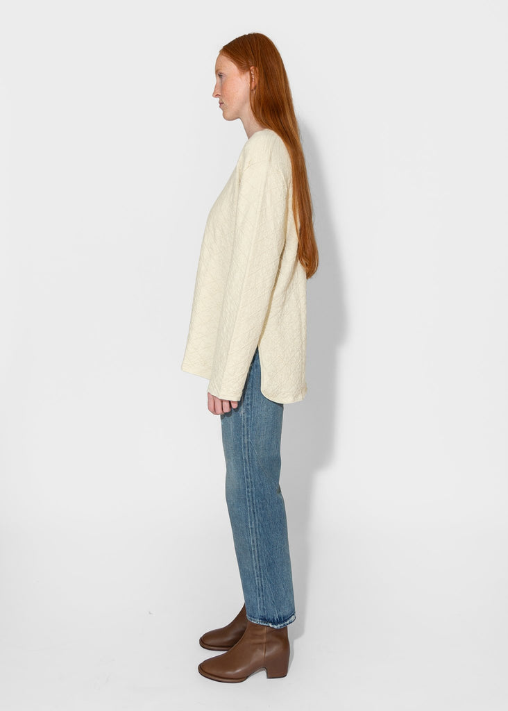 Lauren Manoogian_Diamond Quilt Pullover in Raw White_Sweaters_1 - Finefolk