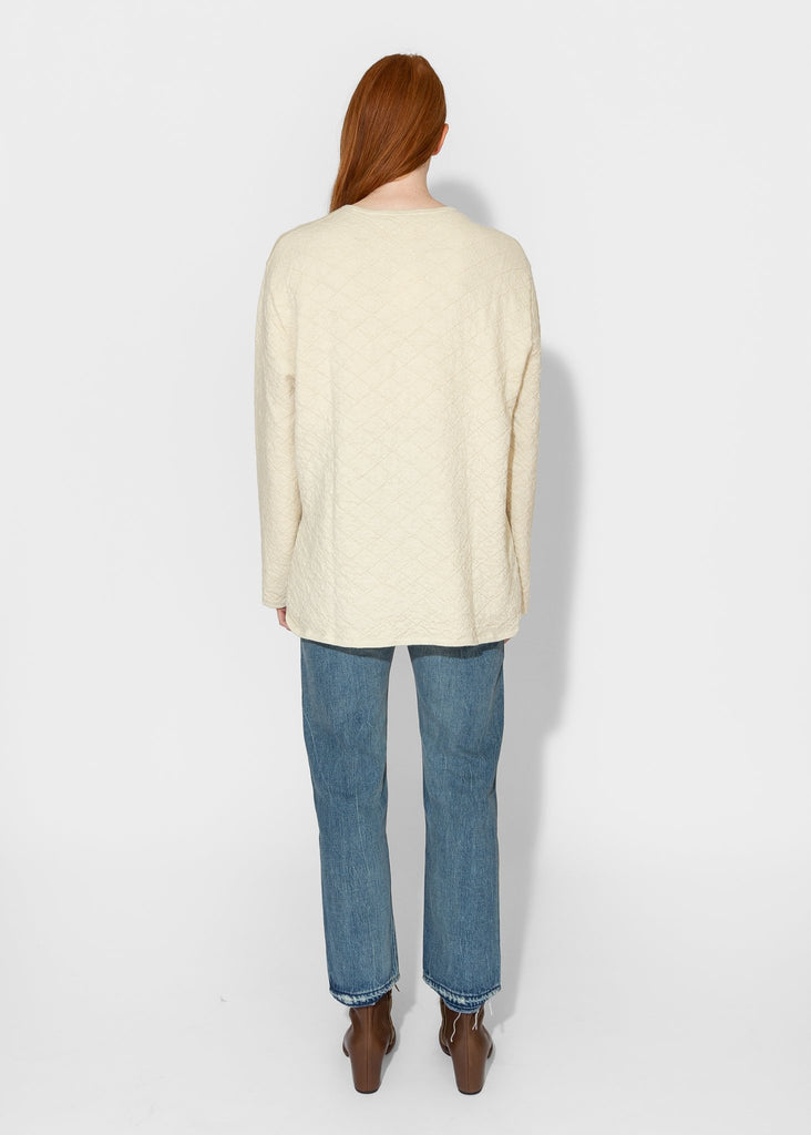 Lauren Manoogian_Diamond Quilt Pullover in Raw White_Sweaters_1 - Finefolk