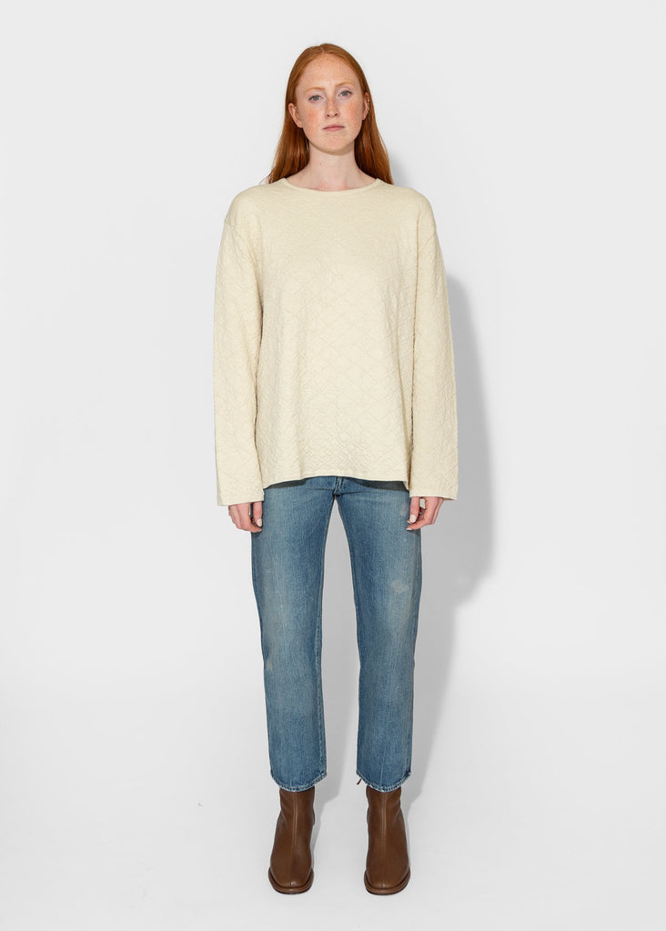 Lauren Manoogian_Diamond Quilt Pullover in Raw White_Sweaters_1 - Finefolk