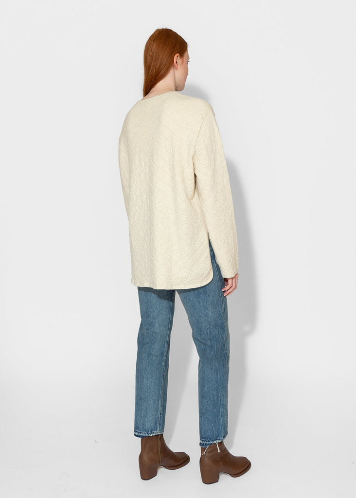 Lauren Manoogian_Diamond Quilt Pullover in Raw White_Sweaters_1 - Finefolk