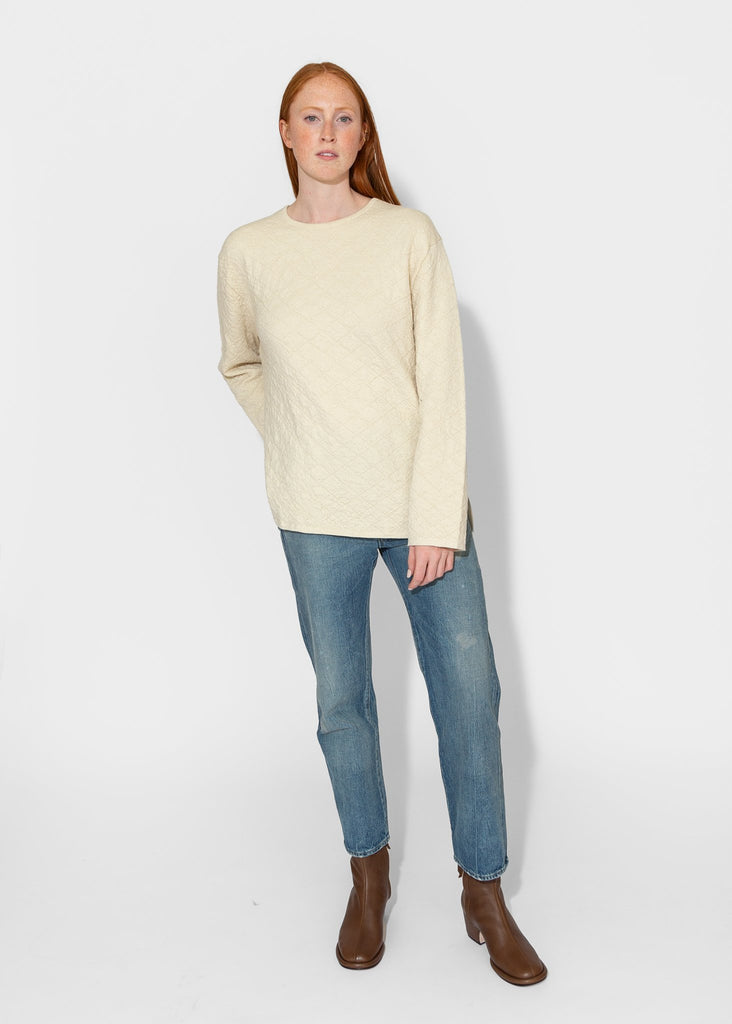 Lauren Manoogian_Diamond Quilt Pullover in Raw White_Sweaters_1 - Finefolk