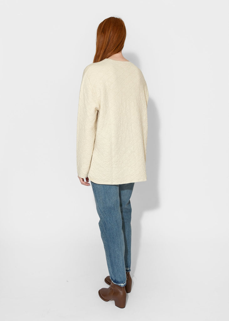 Lauren Manoogian_Diamond Quilt Pullover in Raw White_Sweaters_1 - Finefolk