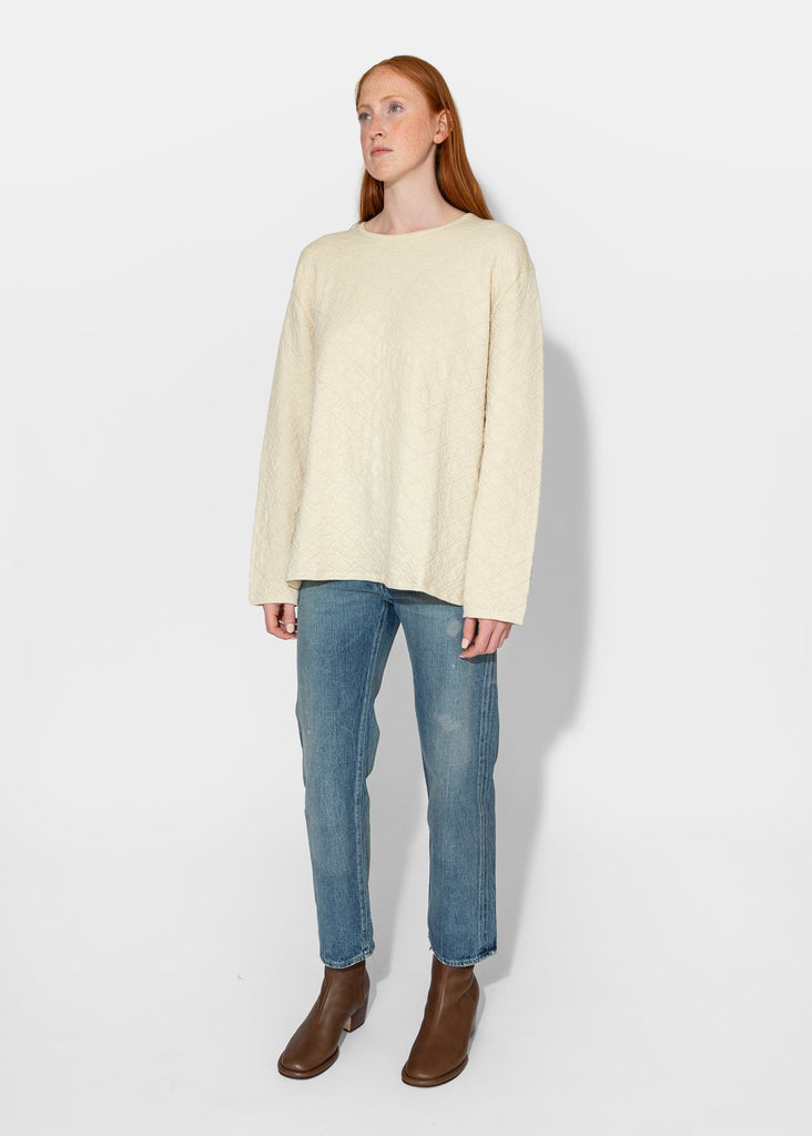 Lauren Manoogian_Diamond Quilt Pullover in Raw White_Sweaters_1 - Finefolk