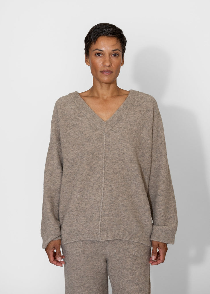 Lauren Manoogian_Fleece V Neck in Moth_Apparel & Accessories_1 - Finefolk