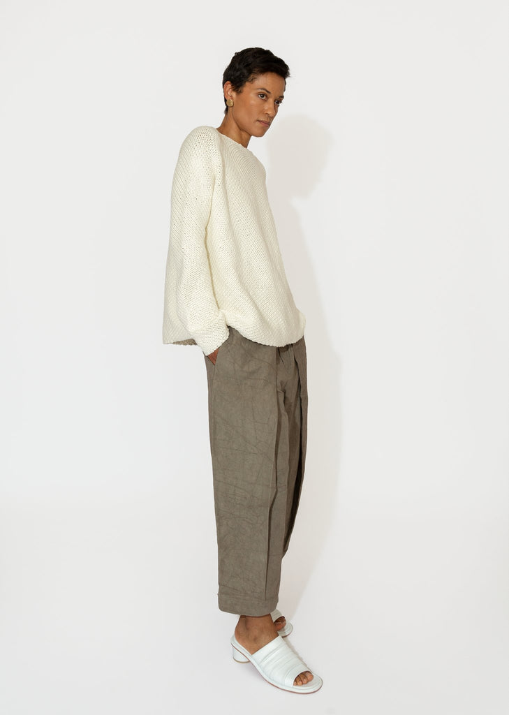 Lauren Manoogian_Handknit Bias Pullover in White_Sweater_2 - Finefolk