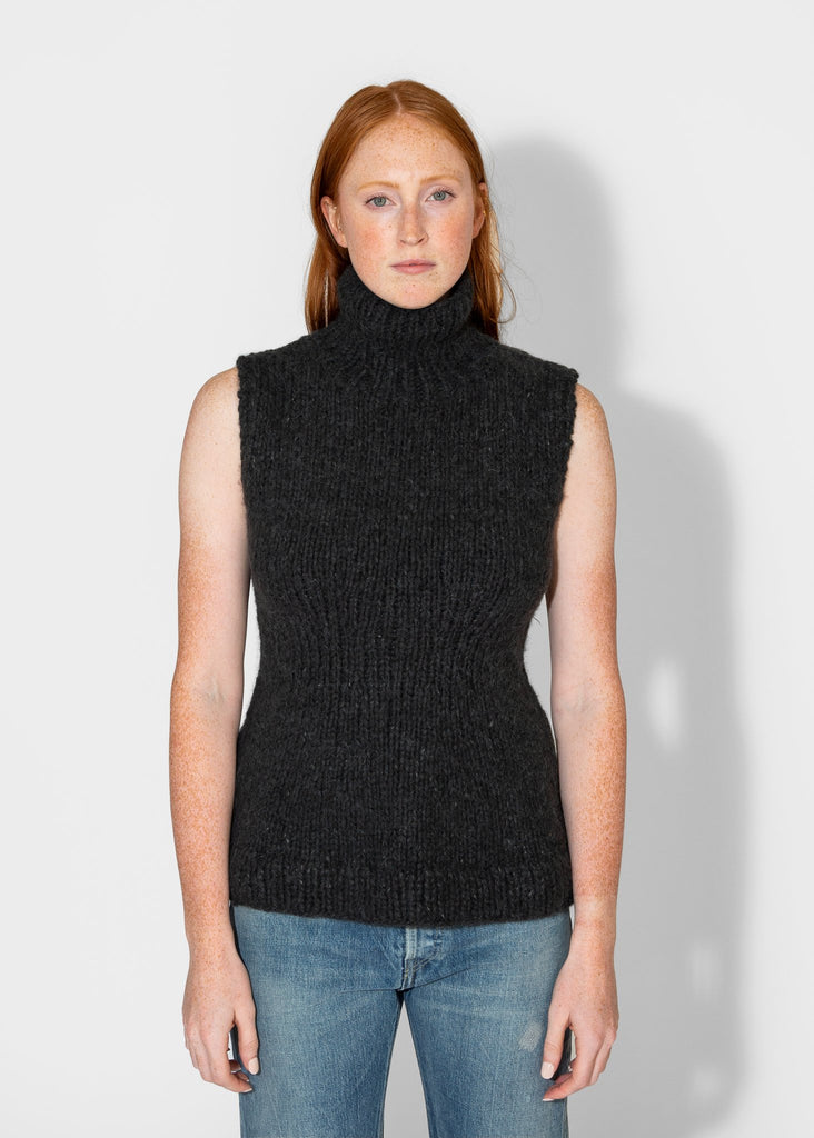 Lauren Manoogian_Handknit Peplum Shell in Ink_Sweater_1 - Finefolk