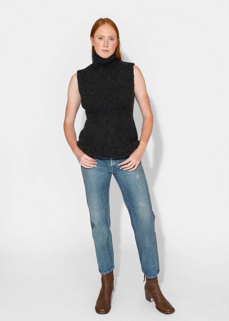 Lauren Manoogian_Handknit Peplum Shell in Ink_Sweater_1 - Finefolk