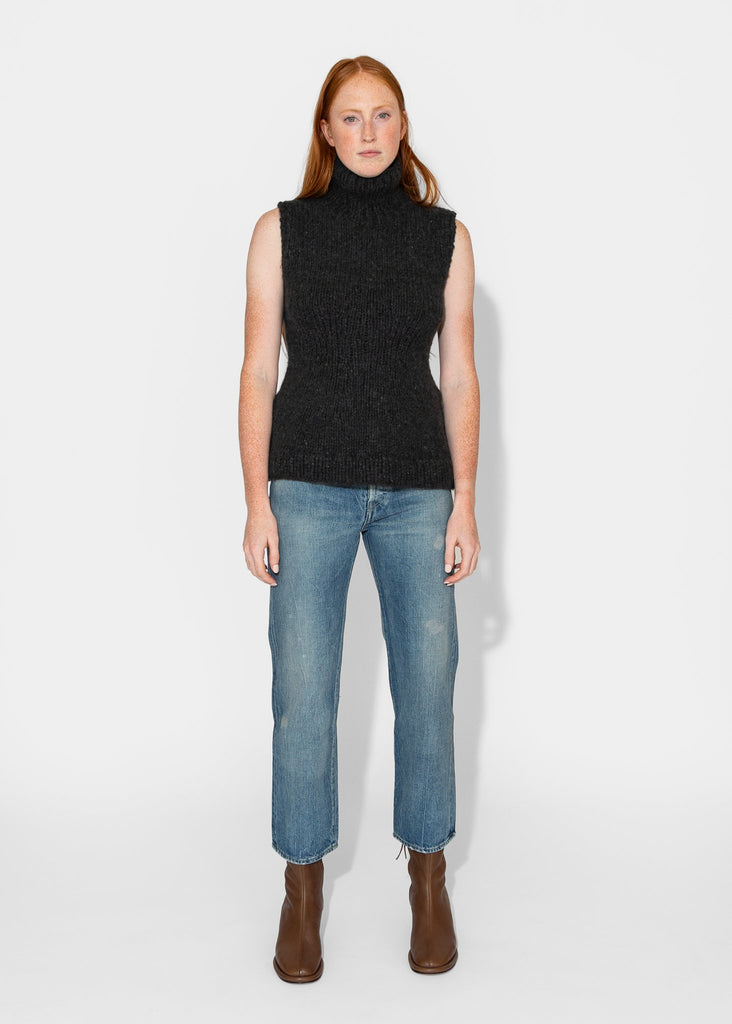 Lauren Manoogian_Handknit Peplum Shell in Ink_Sweater_1 - Finefolk