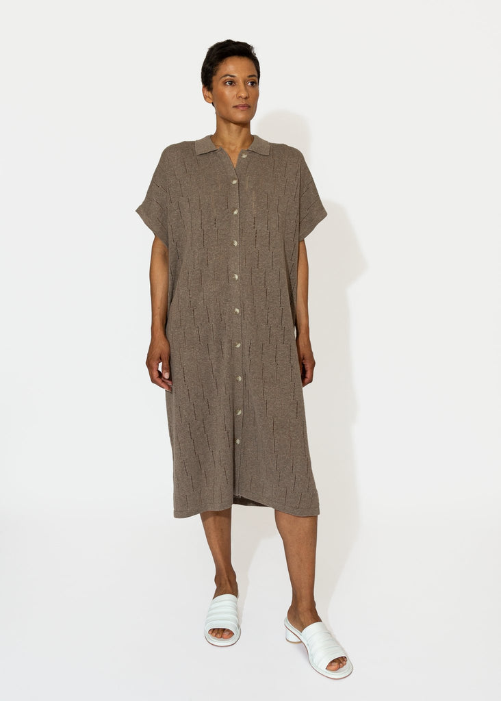 Lauren Manoogian_Lattice Shirt Dress in Wood_Shoes_1 - Finefolk