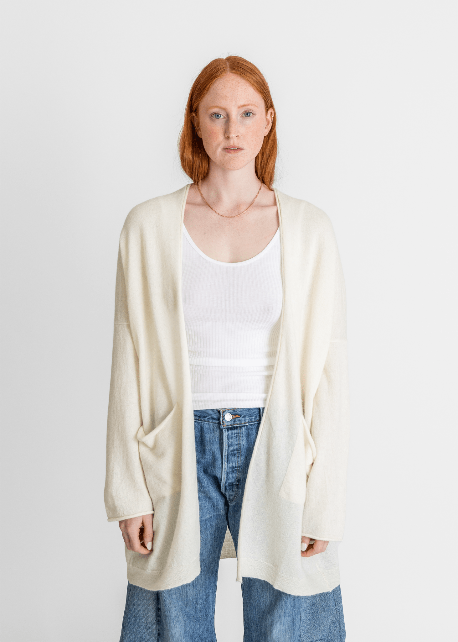 Wide Cardigan in Raw White