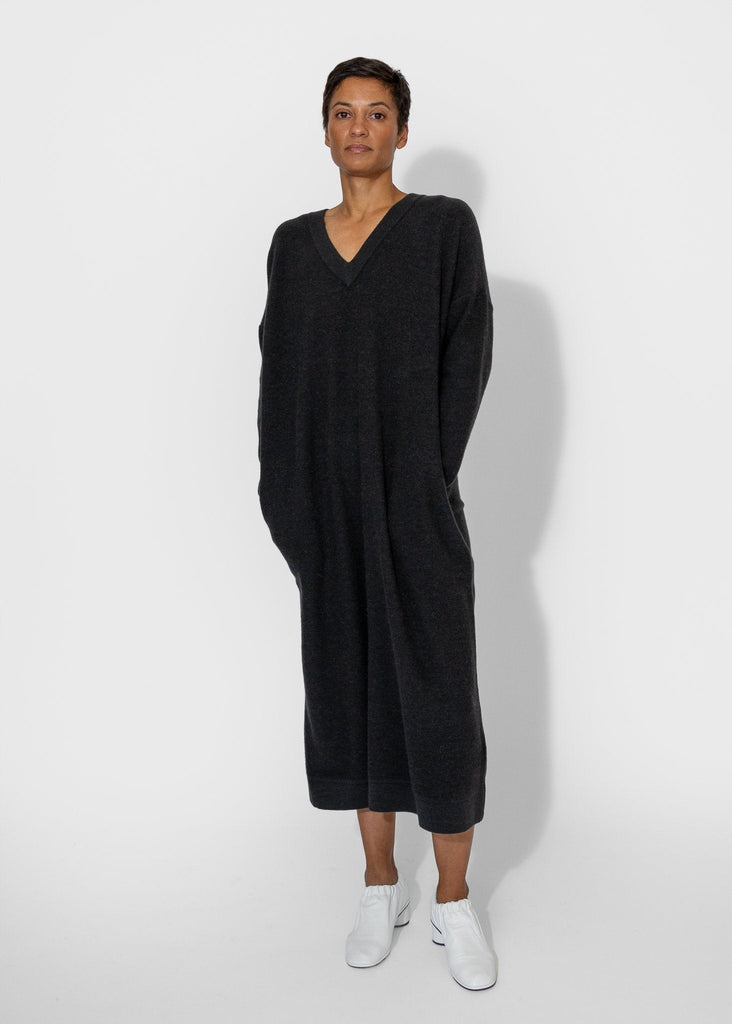 Lauren Manoogian_Wide V Neck Dress in Ink_Apparel & Accessories_1 - Finefolk