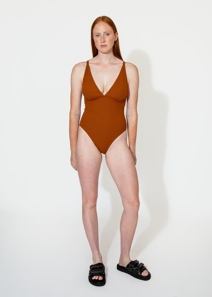 Lido_Cinquantanove Rib in Terracotta_Swimwear_XS - Finefolk