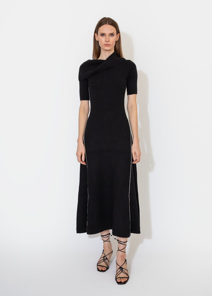Maria McManus_Cape Godet Dress in Black__S - Finefolk