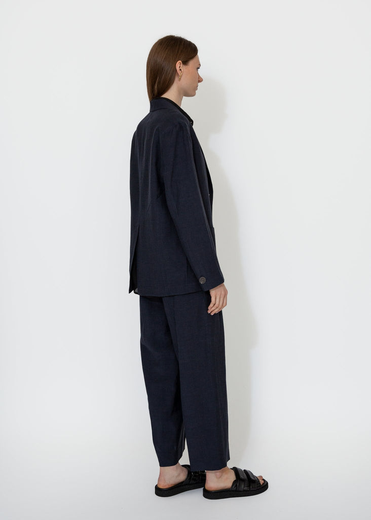 Mijeong Park_Linen Blend Wide Leg Pants in Navy_Pants_XS - Finefolk