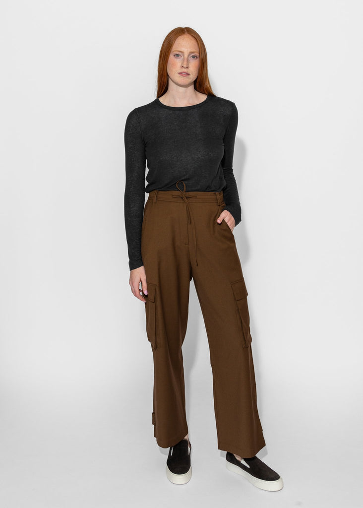 Mijeong Park_Wool Blend Cargo Pants in Brown_Pants_XS - Finefolk