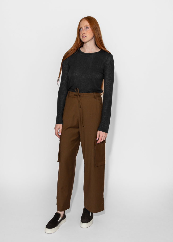 Mijeong Park_Wool Blend Cargo Pants in Brown_Pants_XS - Finefolk