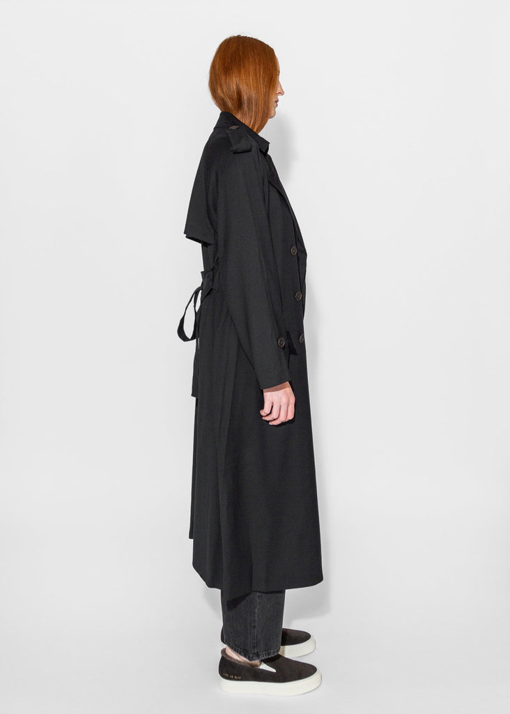 Mijeong Park_Wool Blend Long Trench in Navy_Outerwear_XS - Finefolk