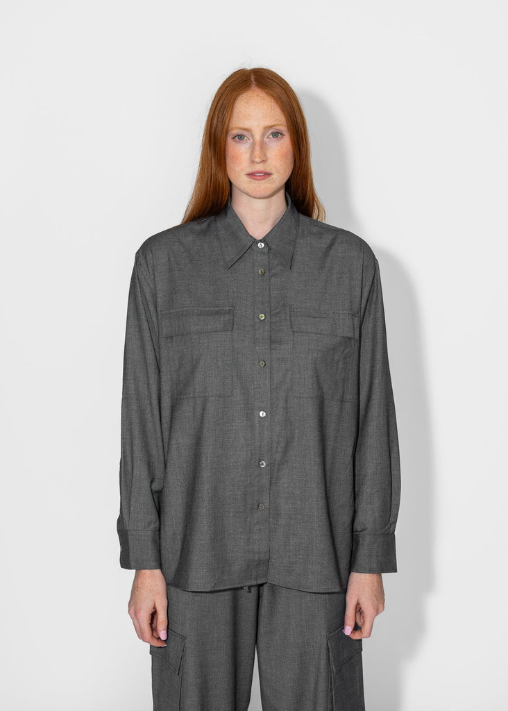 Mijeong Park_Wool Blend Shirt in Gray_Shirt_XS - Finefolk