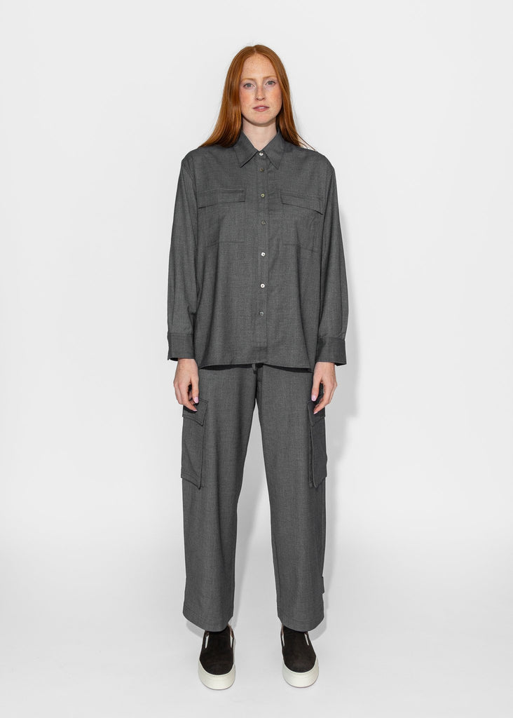 Mijeong Park_Wool Blend Shirt in Gray_Shirt_XS - Finefolk