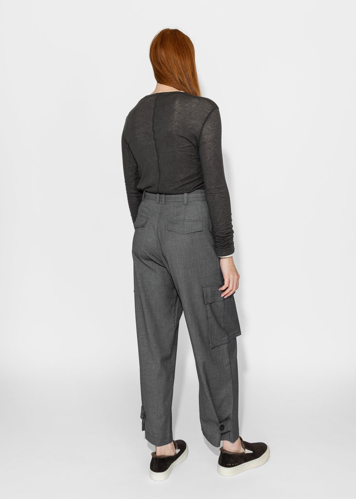 Mijeong Park_Wool Tencel Crewneck Top in Charcoal_Apparel & Accessories_XS - Finefolk