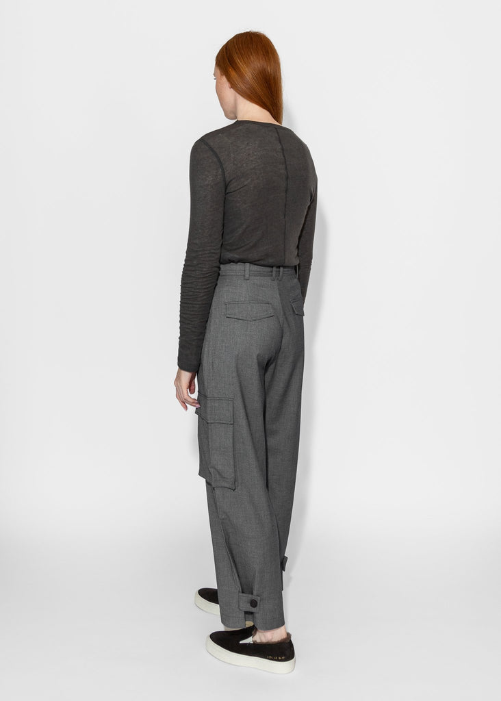 Mijeong Park_Wool Tencel Crewneck Top in Charcoal_Apparel & Accessories_XS - Finefolk