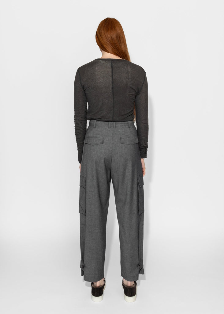 Mijeong Park_Wool Tencel Crewneck Top in Charcoal_Apparel & Accessories_XS - Finefolk