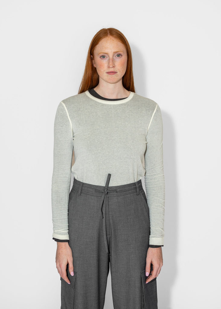 Mijeong Park_Wool Tencel Crewneck Top in Ivory_Apparel & Accessories_XS - Finefolk