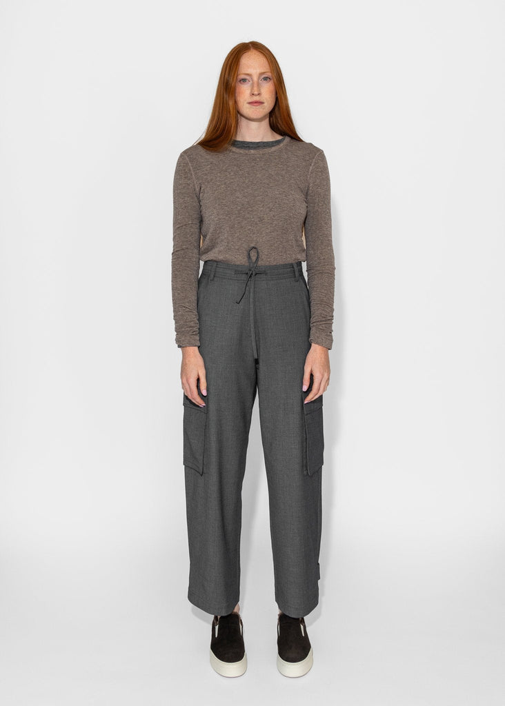 Mijeong Park_Wool Tencel Crewneck Top in Light Heather Brown_Sweater_XS - Finefolk