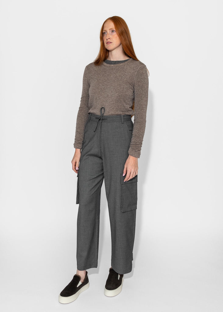 Mijeong Park_Wool Tencel Crewneck Top in Light Heather Brown_Sweater_XS - Finefolk