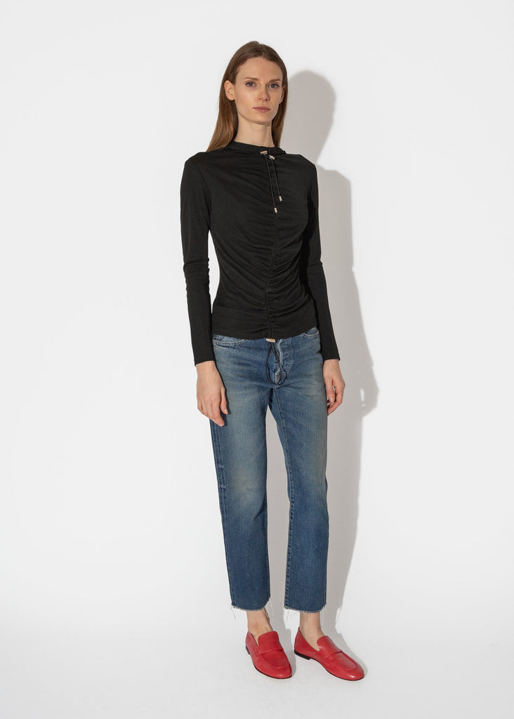 Nomia_Hooded Gathered Top in Black_Tops_2 - Finefolk
