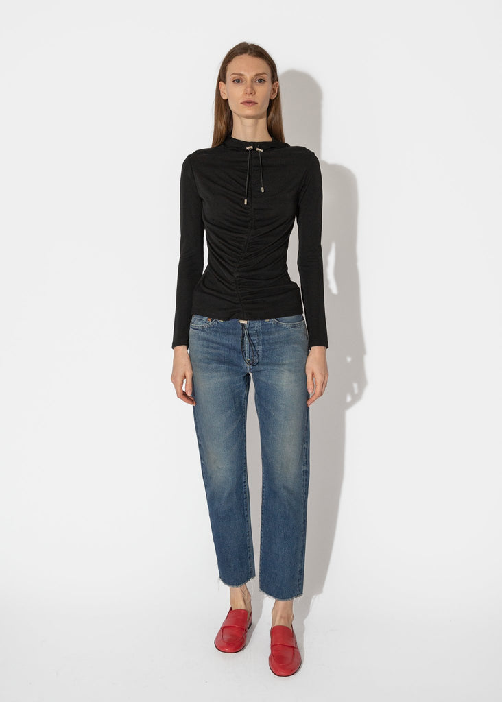 Nomia_Hooded Gathered Top in Black_Tops_2 - Finefolk