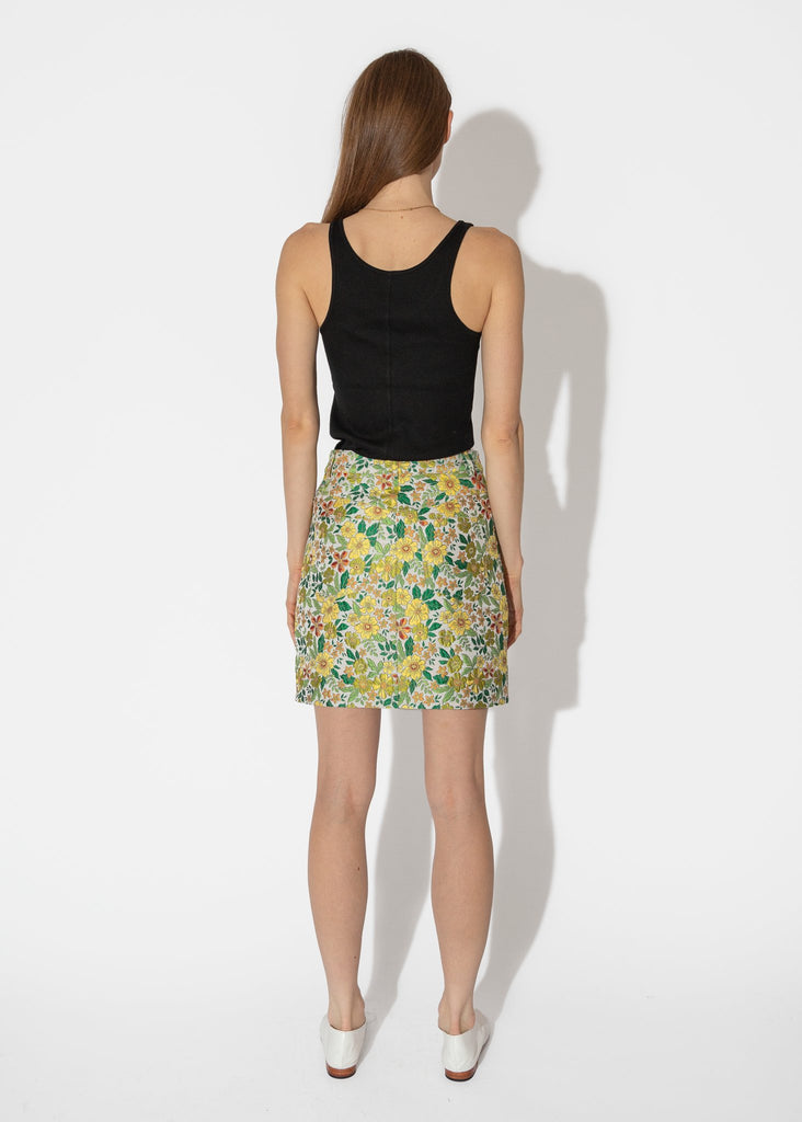 Nomia_Jean Miniskirt in Yellow Floral Jacquard_Shirt_2 - Finefolk
