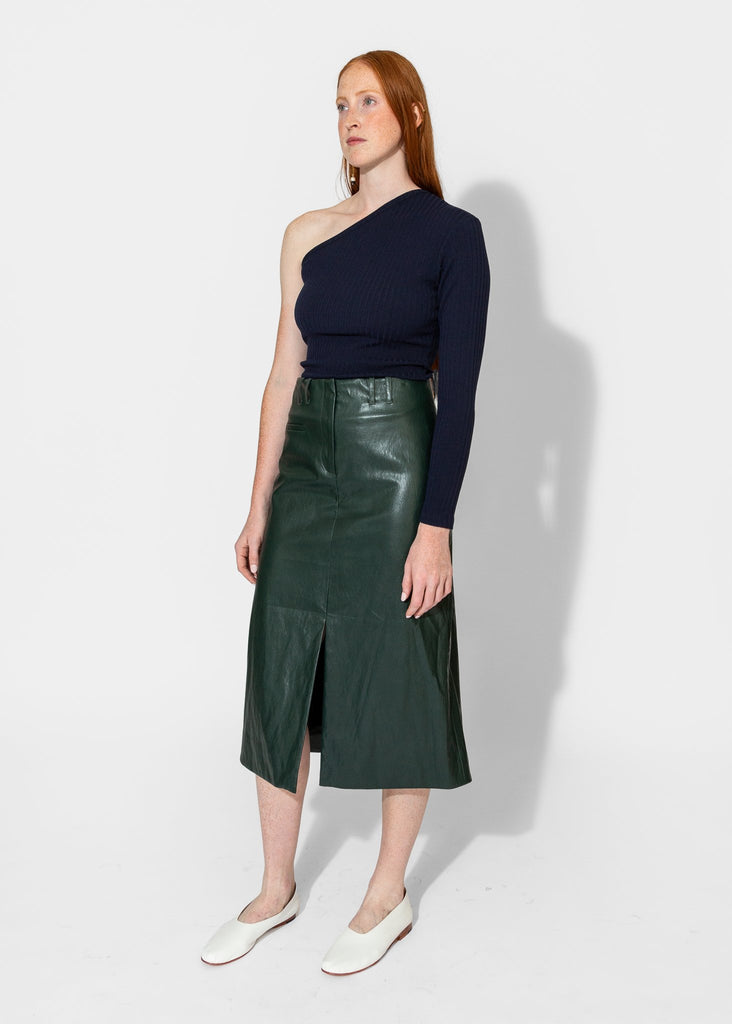 Nomia_Slit Front Skirt in Pine_Skirt_2 - Finefolk