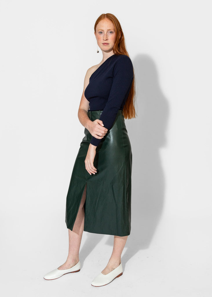 Nomia_Slit Front Skirt in Pine_Skirt_2 - Finefolk