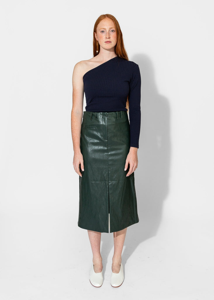 Nomia_Slit Front Skirt in Pine_Skirt_2 - Finefolk