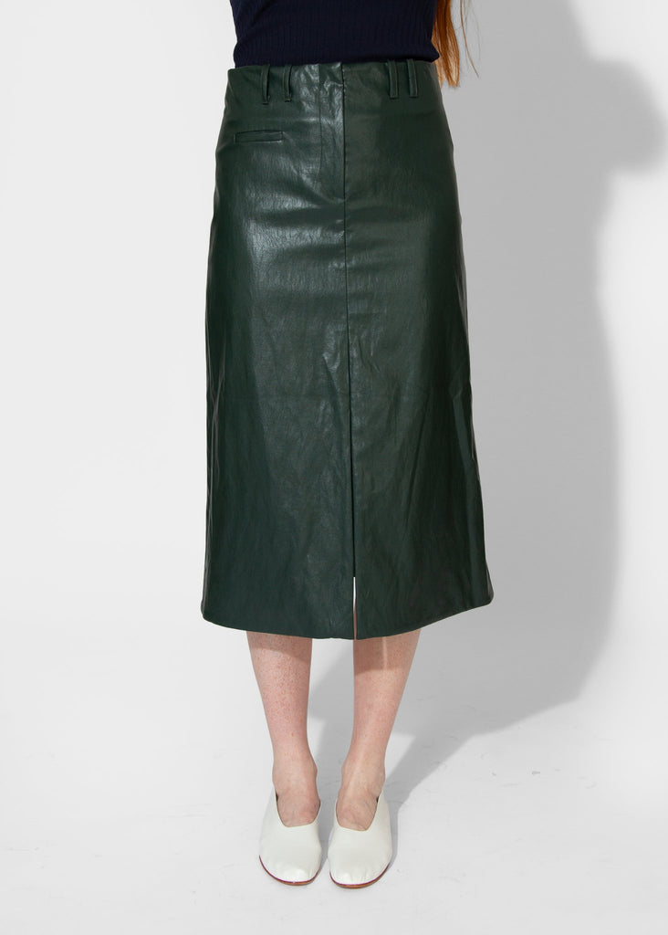 Nomia_Slit Front Skirt in Pine_Skirt_2 - Finefolk