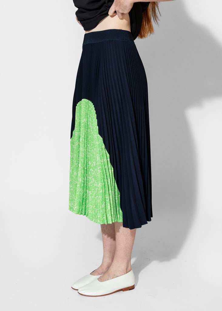 Nomia_Sunburst Pleated Skirt in Midnight/Lime_Skirt_XS - Finefolk