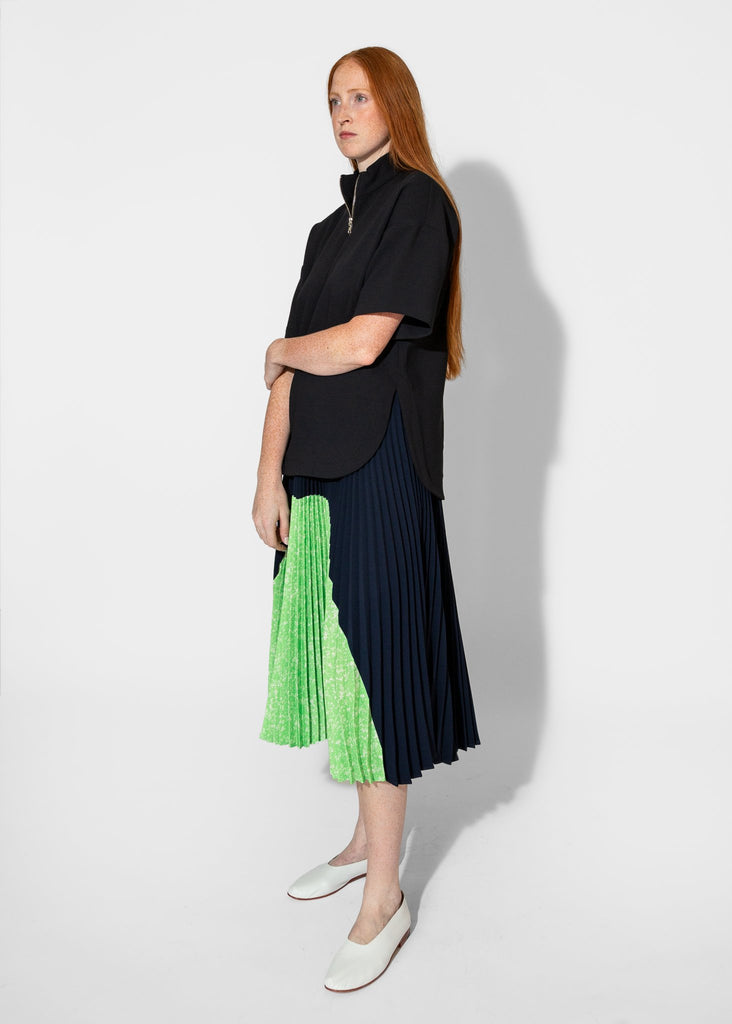 Nomia_Sunburst Pleated Skirt in Midnight/Lime_Skirt_XS - Finefolk